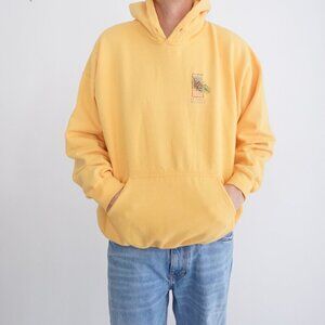 Vtg Up North Michigan Yellow Heavyweight Cotton Hoodie Sweatshirt XL By Gilden